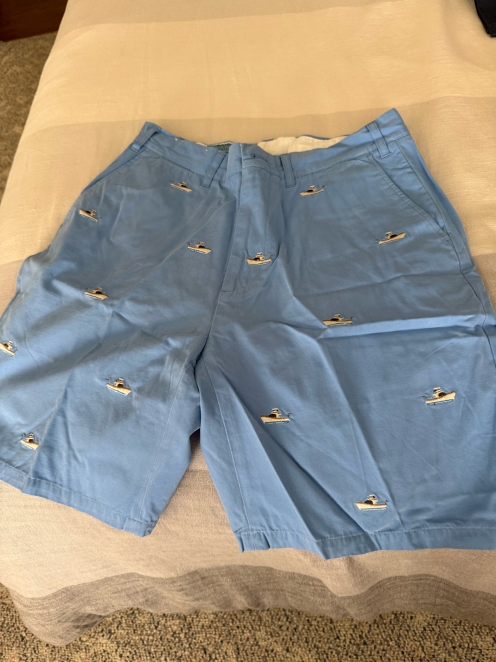 Castaway Light Blue Embroidered Boat Shorts